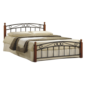 Manželská postel DOLORES, dřevo třešeň/černý kov, 160x200