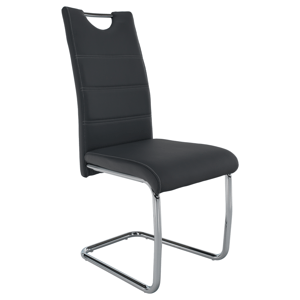 Jídelní židle ABIRA, ekokůže tmavě šedá / chrom
