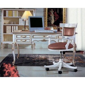 Estila Luxusní rustikální pracovní židle Leslie na kolečkách s koženým opěradlem a sedákem 87 cm