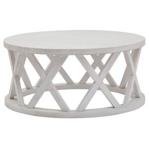 Estila Kulatý konferenční stolek Laticia Blanca s dekorativní konstrukcí ve venkovském stylu bílé barvy 100 cm