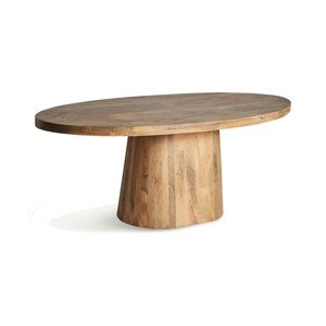 Estila Luxusní moderní konferenční stolek Malen v oválném tvaru s venkovským nádechem z masivního dřeva v hnědé barvě 200 cm