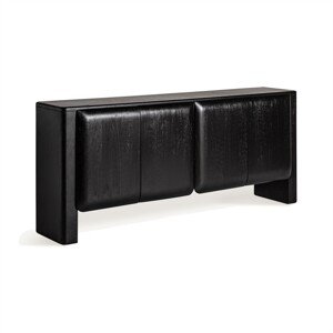 Estila Luxusní čtyřdveřový příborník Alaric z mangového dřeva s designem čalouněných polštářů černá 190 cm