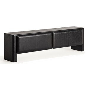 Estila Luxusní moderní černý TV stolek Alaric se čtyřmi dvířky se zaoblenými hranami 200 cm