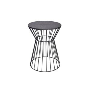 Estila Industriální kulatý příruční stolek Esme s designovou podstavou se siluetou přesýpacích hodin grafitová černá 45 cm