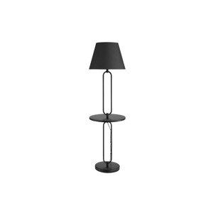Estila Designová industriální černá stojací lampa Bucky s odkládacím stolkem 175 cm