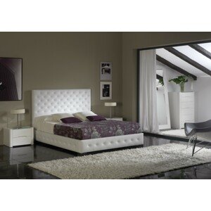 Estila Elegantní postel chesterfield ALMA s koženým čalouněním a úložným prostorem 200 cm