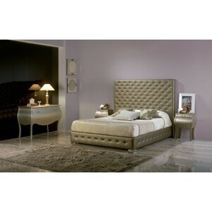 Estila Moderní čalouněná postel Leonor s chesterfield prošíváním as úložným prostorem150-180cm