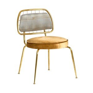 Estila Art-deco luxusní zlatá jídelní židle Brilon se sametovým čalouněním 78cm