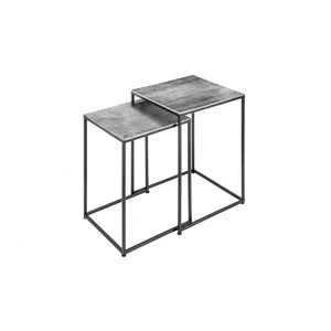 Estila Moderní šedý set příručních stolků Elements se čtvercovou deskou a černou konstrukcí z kovu 40cm