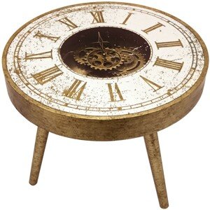 Estila Designový příruční stolek s hodinami kulatý