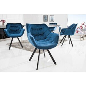 Estila Stylová sametová židle Antik modrá