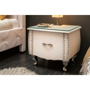 Estila Moderní luxusní noční stolek Caledonia z ekokůže v bílé barvě 45cm