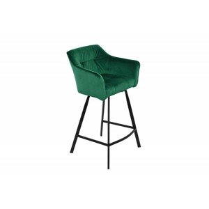 Estila Designová moderní zelená barová židle Garret s tenkými černými kovovými nohami 100cm