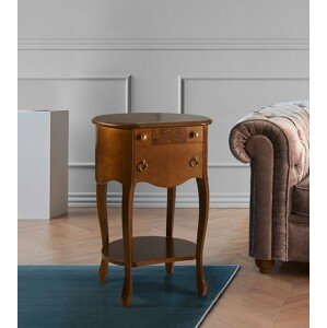 Estila Luxusní rustikální příruční stolek Castilla s oblým tvarem 50cm