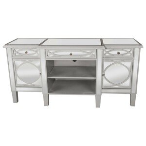 Estila Art-deco luxusní zrcadlový televizní stolek Padme na nožičkách stříbrné barvy 140cm