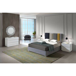 Estila Moderní čalouněná manželská postel Margot se sivým prošíváním a s úložným prostorem 150-180cm