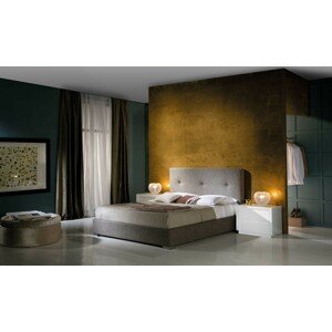 Estila Moderní designová postel Lourdes s čalouněním v šedé barvě a s úložným prostorem 140-180cm