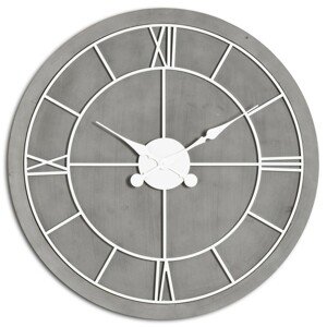 Estila Moderní nadčasové kruhové nástěnné hodiny Stormhill s římskými čísly stříbrné barvy 60cm