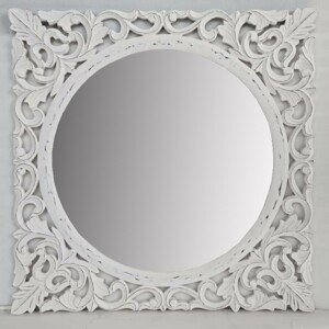Estila Bílé designové nástěnné zrcadlo Henrietta s ručně vyřezávaným dřevěným rámem 130cm