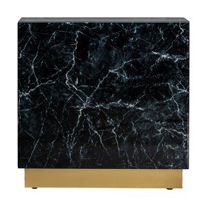 Estila Art-deco elegantní příruční stolek Moraira černé barvy s mramorovým vzorem a zlatou podstavou 60cm