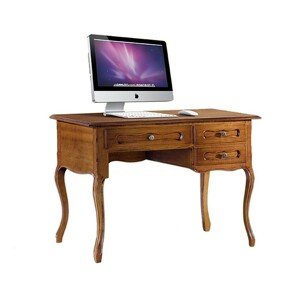 Estila Luxusní dřevěný rustikální psací stůl Emociones se třemi šuplíky a vyřezávanou výzdobou 100cm