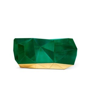 Estila Luxusní moderní postříbřená komoda ve stylu art-deco z masivního dřeva s pozlacenou podstavou Diamond Emerald 185 cm