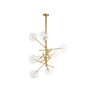 Estila Art-deco luxusní závěsná lampa Esme se zlatou mosaznou konstrukcí as osmi žárovkami ze skla 135cm