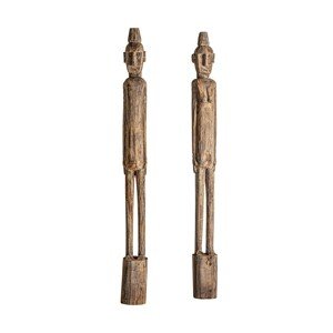 Estila Designový set vysokých figur Ipkins v etno stylu z masivního dřeva v naturálním hnědém provedení 215cm