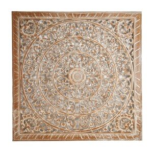 Estila Orientální nástěnná mandala Assam ze dřeva čtvercového tvaru s ornamentálním vyřezáváním 160cm