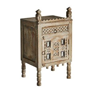 Estila Orientální nočný stolík Brodas z masivního mangového dřeva s bohatým ornamentálním vyřezáváním 81cm