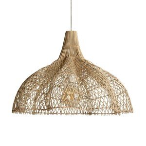Estila Designová závěsná lampa Brodas ve venkovském stylu se stínítkem z ratanu přírodní hnědé barvy 56cm