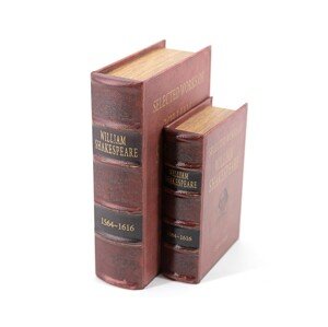 Estila Designové kožené knihy Shakespeare v červeném obalu s vintage povrchovým provedením 27cm