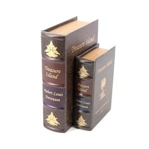 Estila Koloniální kožený set knih Ostrov pokladů v hnědém dekorativním obalu 27cm