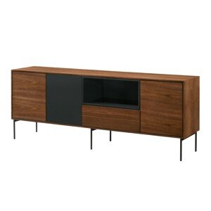 Estila Moderní hnědý TV stolek Nordica Nogal z ořechově dýhovaného dřeva s touch systémem 180cm