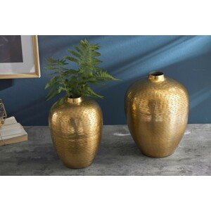 Estila Designový set dvou zlatých váz Mumbai v orientálním stylu z kovu s kladívkovým vzorem