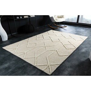 Estila Elegantní obdélníkový koberec Monami krémové barvy s geometrickým reliéfním vzorem 230cm