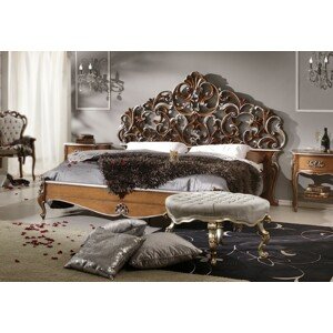 Estila Rustikální masivní manželská postel Belladonna s ornamentálním vyřezávaným čelem 180x200cm