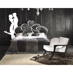 Estila Luxusní manželská postel Alegro s ozdobným stříbrným kovovým rámem s koženou výplní 180x200